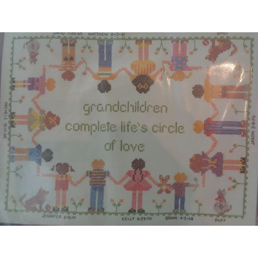 Dimensions Stamped Cross Stitch Kit Grandchildren Birthday Record